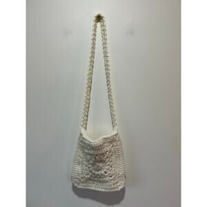 Crochet bag handmade white purse long strap crossbody boho